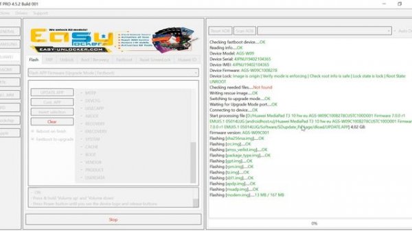 Huawei MediPad T3 10 AGS-W09 Fimware flash EFT