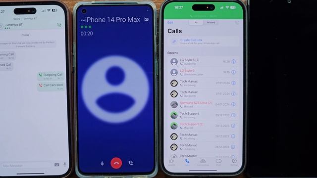 iPhone 15 PM + OnePlus 8T vs iPhone 14 PM + LG Stylo 6 Threema vs WhatsApp Outgoing & Incoming Call смотреть онлайн
