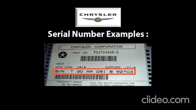 Unlock Chrysler Radio Code Using Serial Number смотреть онлайн
