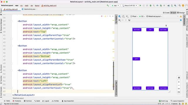 Mobile Application Development- Relative Layout with important attribute & Login Page Example смотреть онлайн