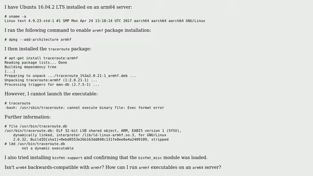 Ubuntu: How to run armhf executables on an arm64 system? смотреть онлайн