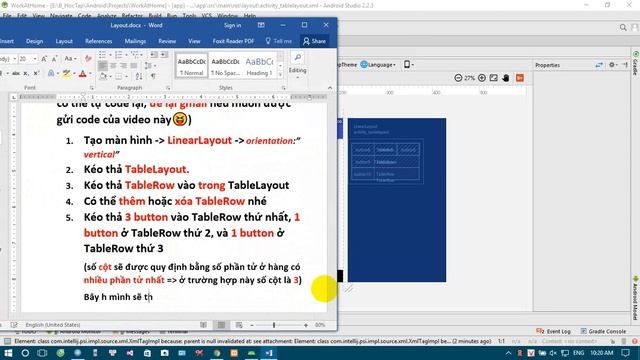 TableLayout trong android studio.LẬP TRÌNH ANDROID CƠ BẢN bai2: смотреть онлайн
