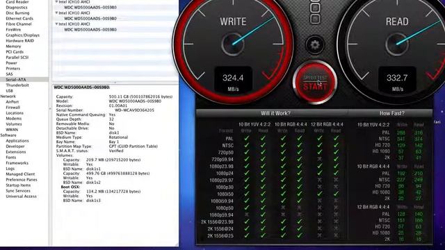 Disk Speed Test - Mac Pro 4 x Sata RAID 0 смотреть онлайн