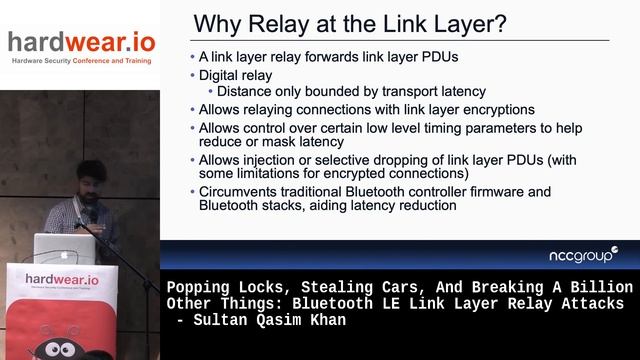 Bluetooth LE Link Layer Relay Attacks by Sultan Qasim Khan | hardwear.io NL 2022 смотреть онлайн