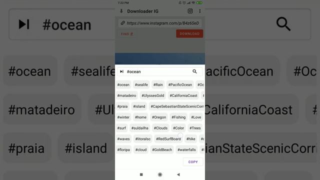 Video and Photo downloader for Instagram, Popular Hashtags generator: Android App. смотреть онлайн