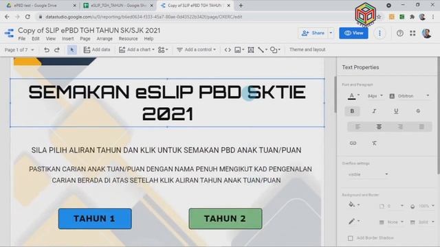 eSLIP TP PBD SK/SJK/SMK amat Mudah untuk IbuBapa semak PBD anak online (Google Sheet & Data Studio) смотреть онлайн