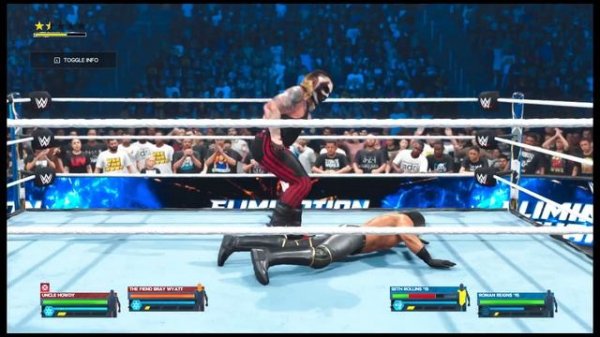 WWE 2K24 Gameplay 🤯 Roman Reigns Seth Rollins vs Bray Wyatt Uncle Howdy | WrestleMania 40 #wwe