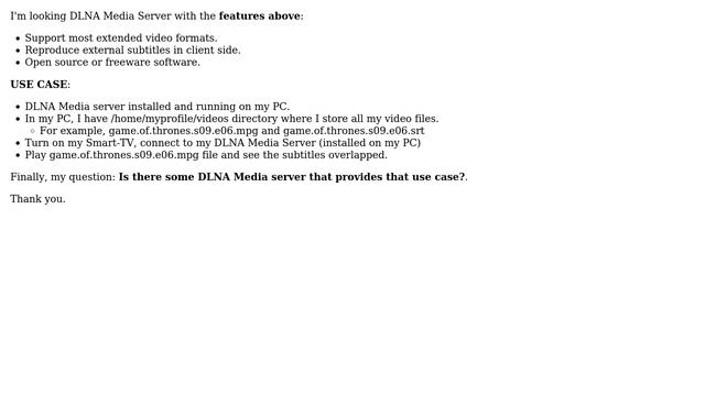 Ubuntu: DLNA Media Server and external subtitles смотреть онлайн