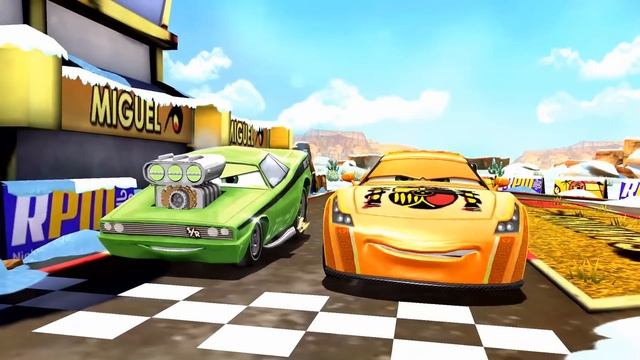 Disney Pixar Cars Fast As Lightning - Miguel Stage 1/4 Vs Snot Rod