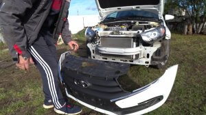 Сетка в бампер и замена скрипящих колодок на новой Лада Гранта