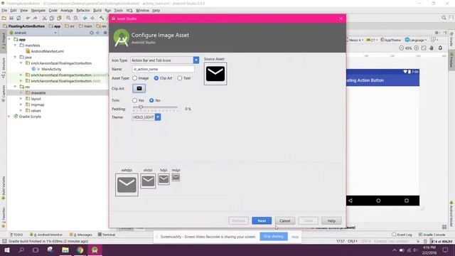 Floating Action Button using Material Design in Android Studio смотреть онлайн