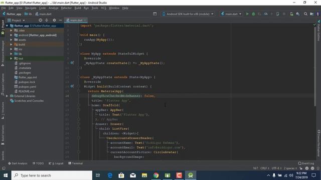 Flutter UserAccountsDrawerHeader widget example смотреть онлайн