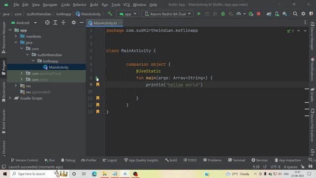 How to print hellow world program in Console Android Studio смотреть онлайн