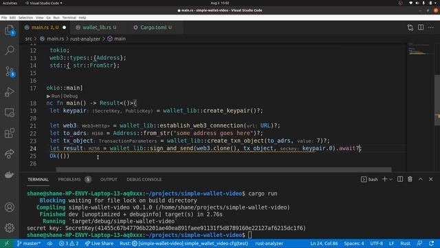 Creating a Simple Cryptocurrency Wallet in Rust in under 10 minutes смотреть онлайн