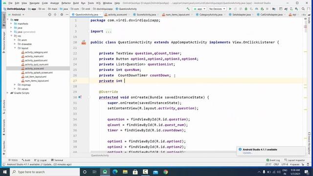 Quiz App Android Studio Part 5 | ds virdi смотреть онлайн