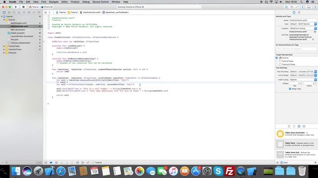 Learn iOS 10, WatchOS 3 Programming | Tutorial #11 - UITableView Basics, Dequeueing cells смотреть онлайн