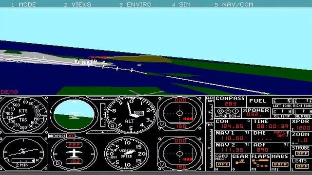 Microsoft Flight Simulator 3.0 - DEMO on DOS смотреть онлайн