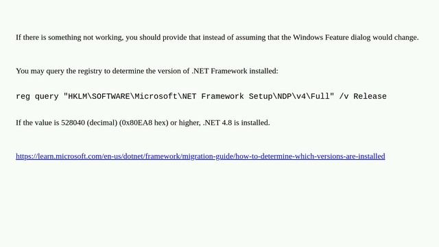 How to validate .NET Framework 4.8 is installed on Windows Server 2016 смотреть онлайн