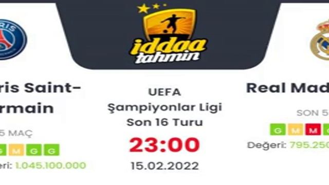 Paris Saint Germain Real Madrid İddaa Tahminleri 15 Şubat 2022 #iddaa смотреть онлайн
