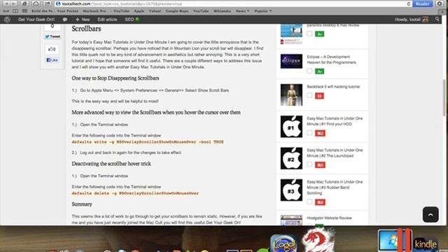 Easy Mac OS X Tutorials in Under One Minute | #4 Stop Disappearing Scrollbars смотреть онлайн