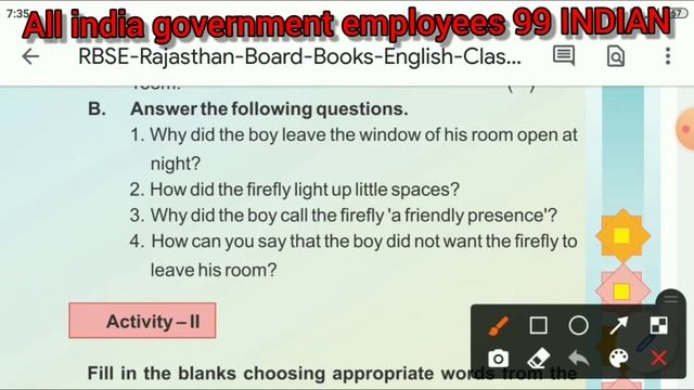 Class V English lesson- 13. Firefly in My Room RBSE new syllabus смотреть онлайн