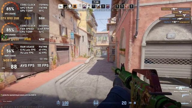 Counter Strike 2 - GTX 1050 2GB + Ryzen 3 1200 смотреть онлайн