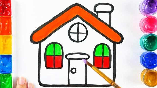 House, Window Drawing, Coloring, Painting for Children, Tutorial Draw Easy смотреть онлайн