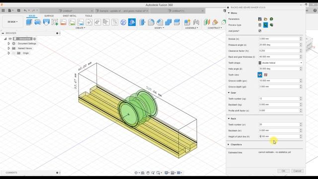 Racks and gears in Fusion 360 - plugin (update) смотреть онлайн