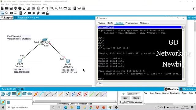 Switch Port Security violation - Packet Tracer смотреть онлайн