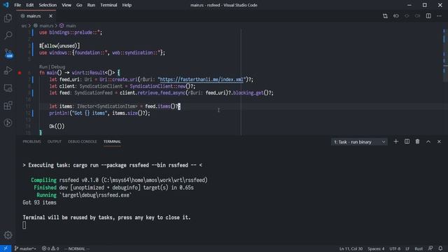 WinRT/Rust sample with "Windows.Web.Syndication" in vscode with rust-analyzer смотреть онлайн