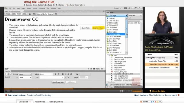 "Using the Course Files" | Adobe Dreamweaver CC with Educator.com смотреть онлайн