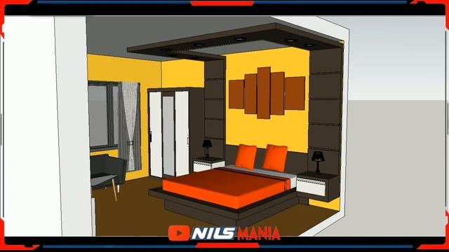 Modern Bedroom // SketchUp 3D Model // Interior Design // 17' * 17' смотреть онлайн