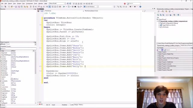 Delphi Programming Series: 48.7 - Dynamically creating a ListBox component смотреть онлайн