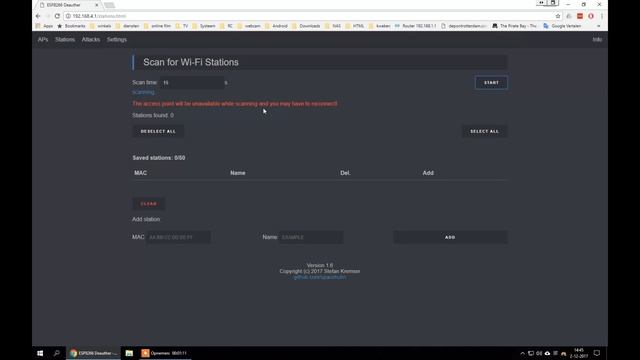 Deauther Version 1.6 web interface смотреть онлайн