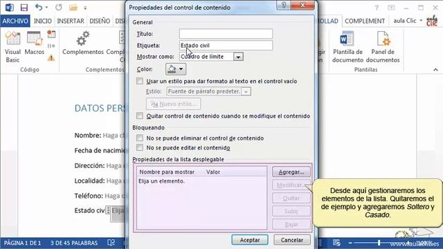 Curso de Word 2013. 21.6. Formularios. смотреть онлайн