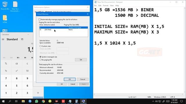 Cara Mengisi INITIAL SIZE & MAXIMUM SIZE Pada Virtual Memory RAM 1.5 GB смотреть онлайн
