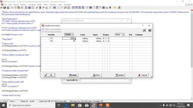 optimization of rankine cycle | EES смотреть онлайн