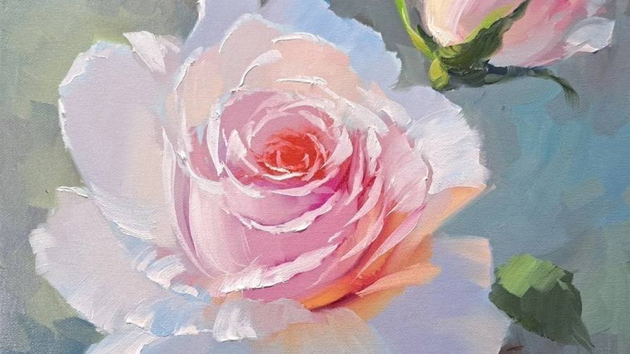 Роза.Живопись маслом. смотреть онлайн