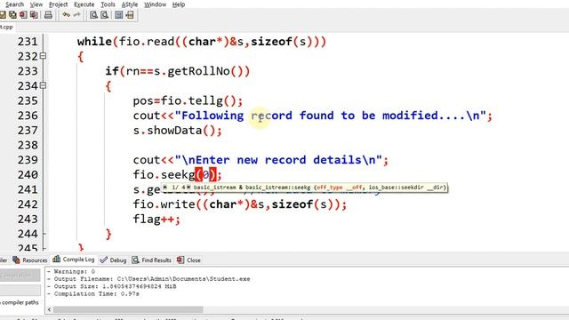 C++ Data File Handling - Modify record in binary file (Part-5) смотреть онлайн