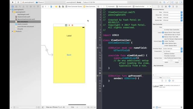 How to pass data from one ViewController to another (Swift 3 + Xcode 8.2.1) смотреть онлайн
