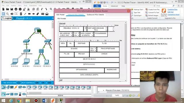 5.3.1.3 Packet Tracer: Identificación de direcciones MAC y direcciones IP смотреть онлайн