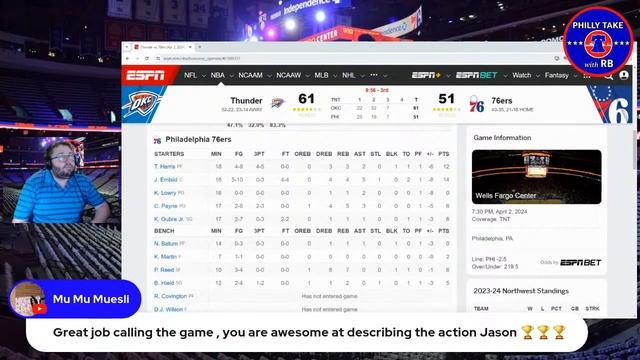 Philadelphia Sixers vs Oklahoma City Thunder Live Play-By-Play & Reaction смотреть онлайн