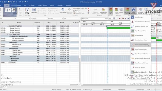 [Synchro PRO Basic] Gantt display settings смотреть онлайн