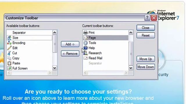 Add or Remove Buttons From the Command Toolbar in Internet Explorer 7 смотреть онлайн