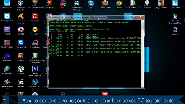 Usando comando Tracert no CMD ( HD ) смотреть онлайн