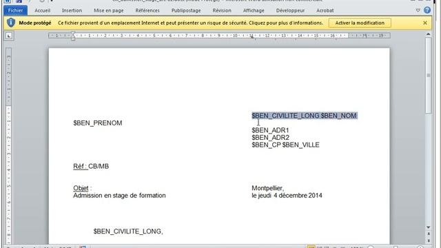 Modifier le modèle d'un document généré afin de le personnaliser смотреть онлайн