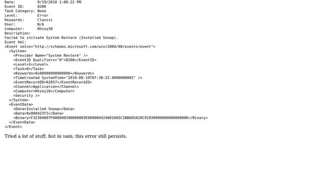 Resolving System Restore error - Error 0x800423F3 - The writer experienced a transient error смотреть онлайн