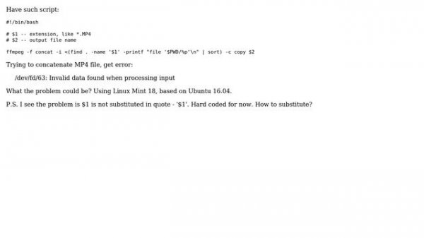 Unix & Linux: ffmpeg invalid data found when processing input