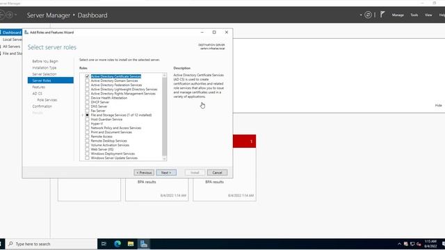 Certificate Service Role Installation windows server 2022 смотреть онлайн