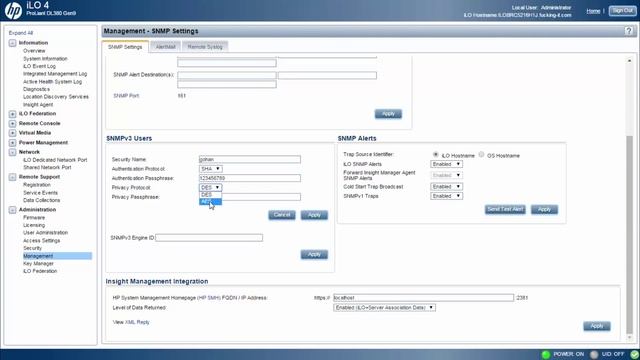 HP iLO - Configure secure SNMP (Version 3) смотреть онлайн